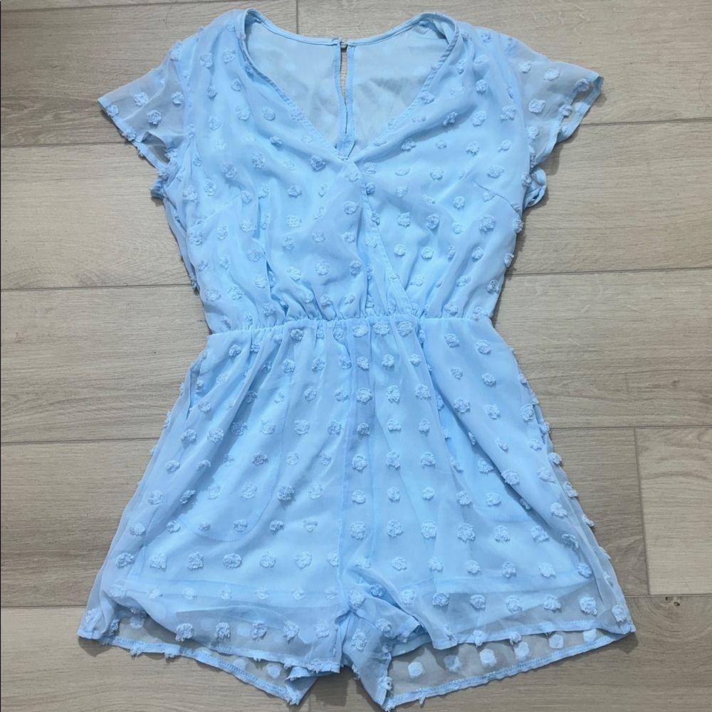 Light Blue Textured Romper